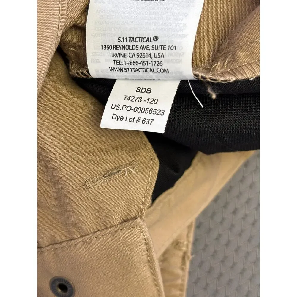 5.11 Tactical Pants Mens 44x30 Beige Cargo Canvas Elastic Waist Workwear
